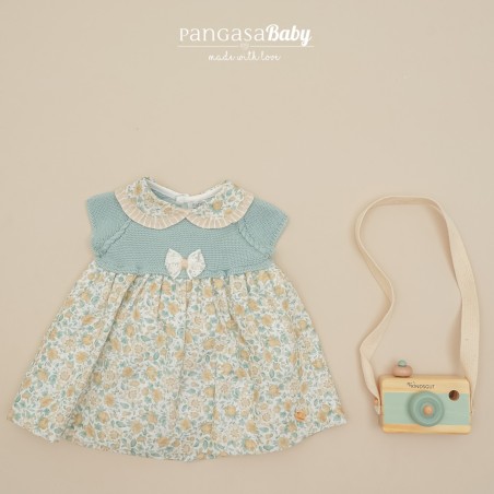 Vestido verde empolvado con flores amarillas Pangasa