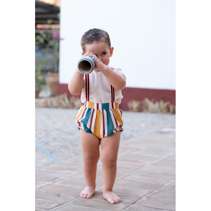 Ranita tirantes y blusa tricolor  José Varon