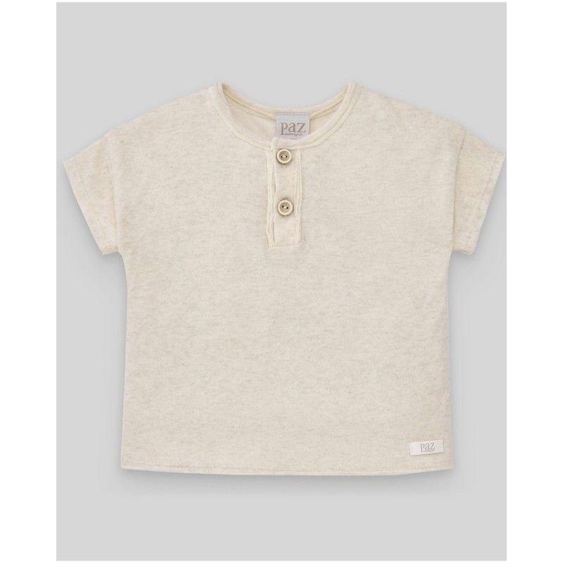 Camiseta niño  "nabor" crudo  Colección primavera-verano 2025 de la marca española Paz Rodriguez