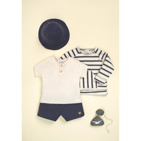 Sudadera "nabor" crudo/marino  Colección primavera-verano 2025 de la marca española Paz Rodriguez