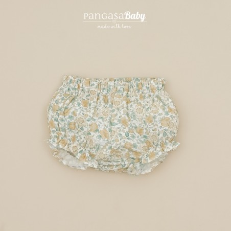 Vestido verde empolvado con flores amarillas Pangasa