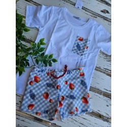Camiseta y bañador niño estampado fresas