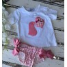 Conjunto camiseta y bañador niña pez globo rosa