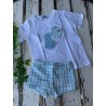 Conjunto camiseta y bañador niño pez globo celeste