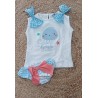 Conjunto camiseta y bañador niña pulpo celeste