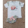 Conjunto camiseta y bañador niña caracol