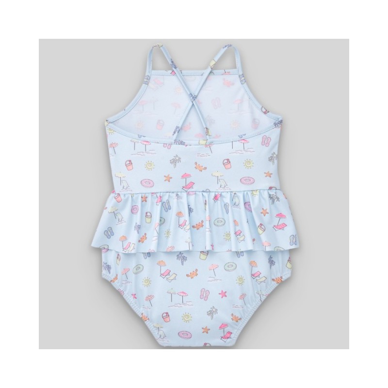 bañador niña playa azul tiza