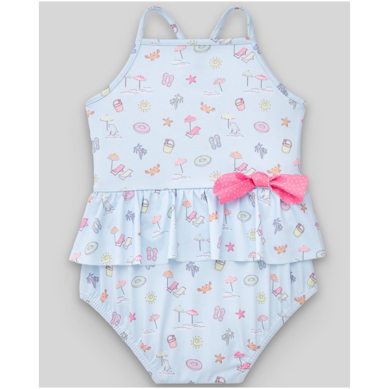 bañador niña playa azul tiza