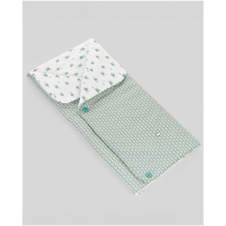 Saco nana "estanque" verde musgo con detalles en el interior 100% algodón; de la marca española Paz Rodríguez