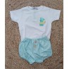 Conjunto niño camiseta y pololo osito flotador verde