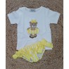 Conjunto niña camiseta y bañador osita flotador vichy amarillo