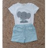 Conjunto niño camiseta y pantalon elefante vichy verde