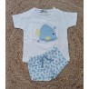 Conjunto niño camiseta y bañador pez celeste