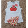 Conjunto niña camiseta y bañador manzana