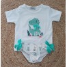 Conjunto niña camiseta y bañador dinosaurio