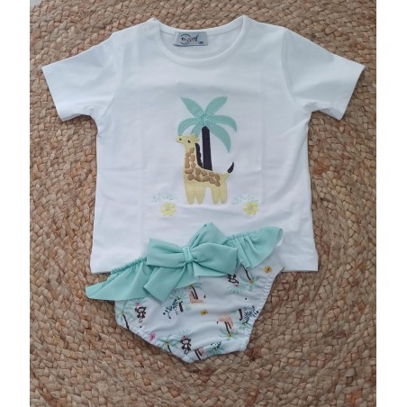 Conjunto niña camiseta y bañador jirafa