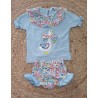 Conjunto niña camiseta y braguita oca flores