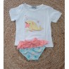 Conjunto niña camiseta y bañador delfin amarillo
