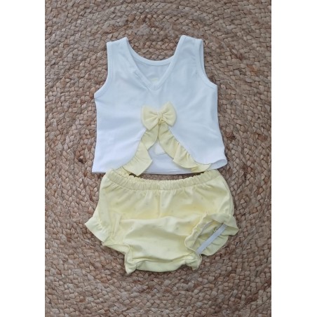 Conjunto niña camiseta y braguita estrellas amarillas