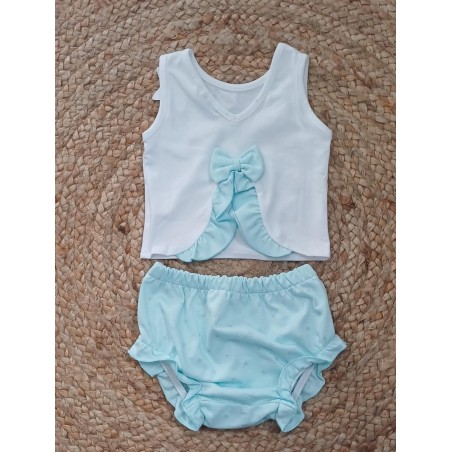 Conjunto niña camiseta y braguita estrellas celeste