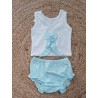 Conjunto niña camiseta y braguita estrellas celeste