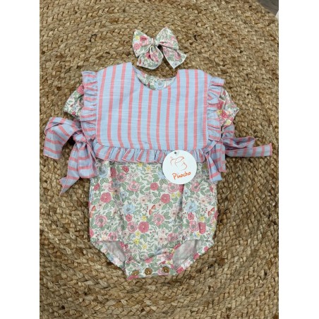 Pelele nata y fresa baberola lazo