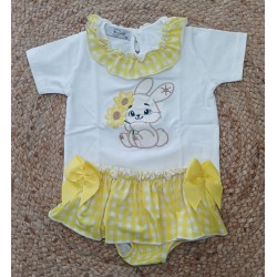 Conjunto niña camiseta y braguita conejo girasol