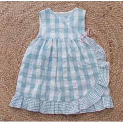 Vestido cruzado cuadros verde y blanco