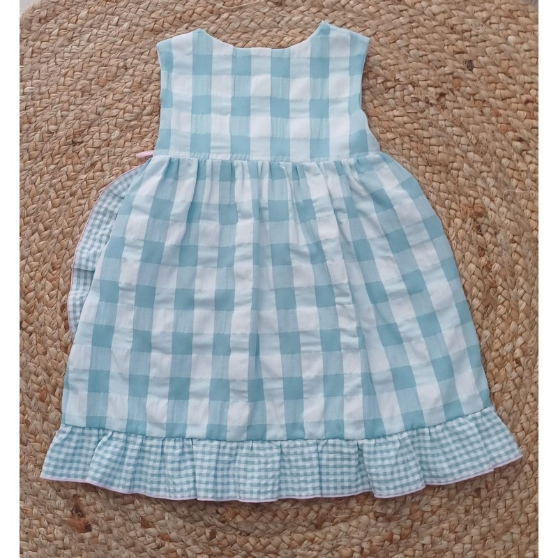 Vestido cruzado cuadros verde y blanco