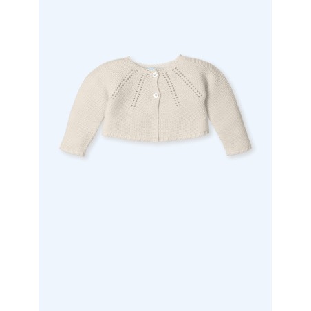 Rebeca corta calada color natural