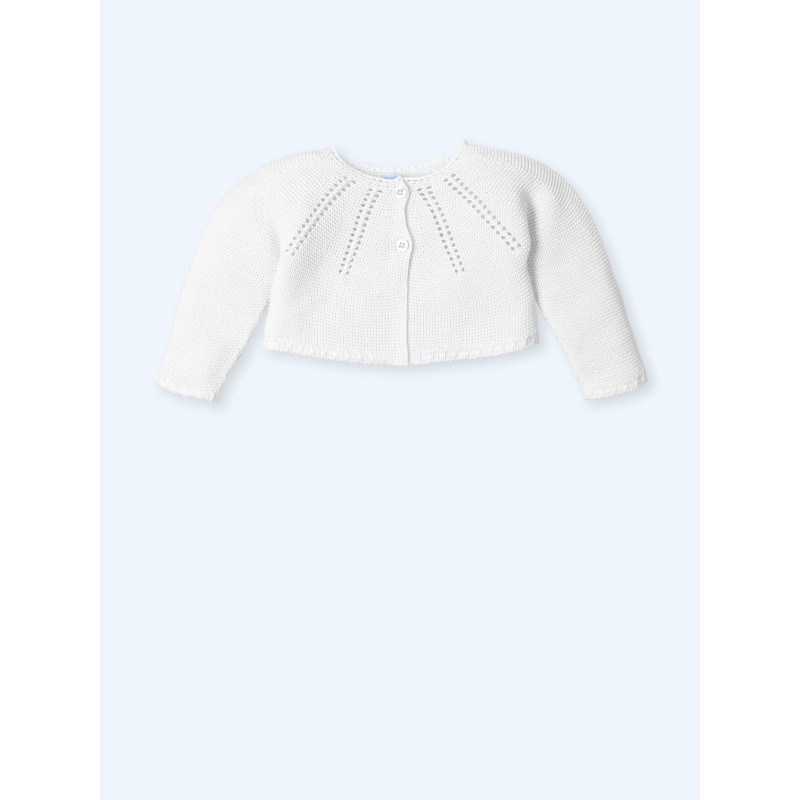 Rebeca corta calada color blanco