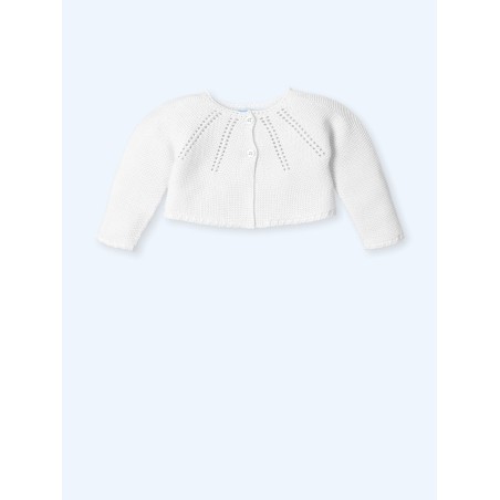 Rebeca corta calada color blanco