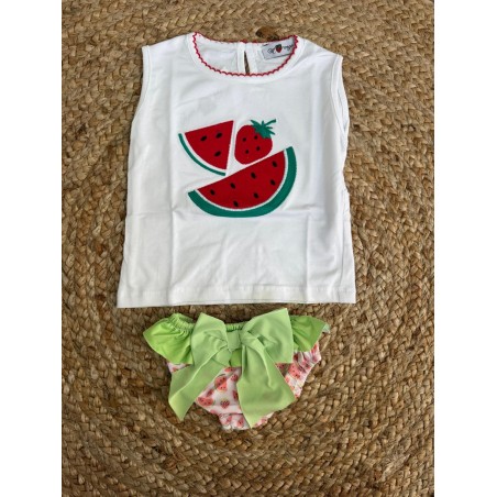 Conjunto  baño niña fresa