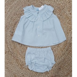 Jesusin y braguita algodon rayas celeste abertura delantera