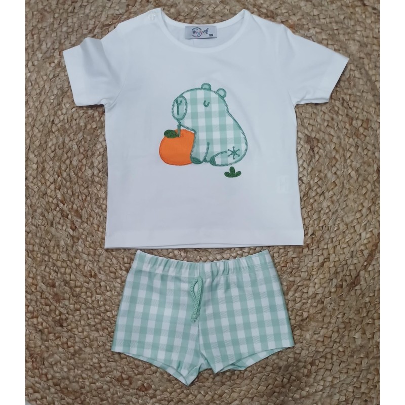 Conjunto camiseta y bañador niño capibara
