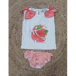 Conjunto camiseta y bañador niña sandia