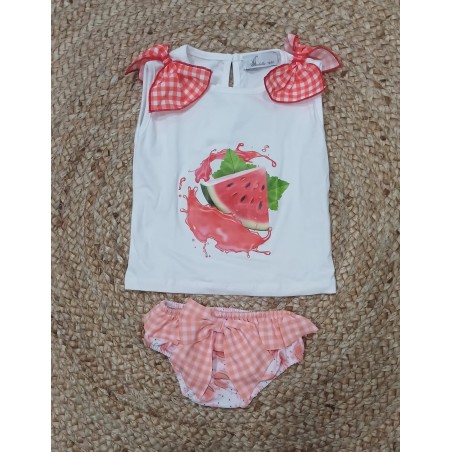 Conjunto camiseta y bañador niña sandia
