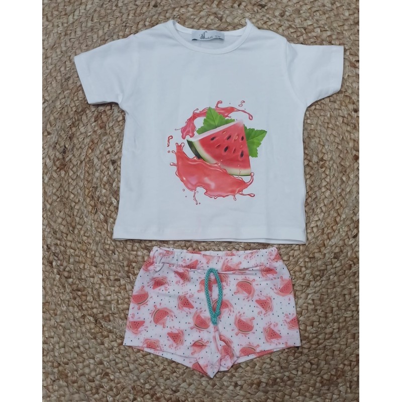 Conjunto camiseta y bañador niño sandia