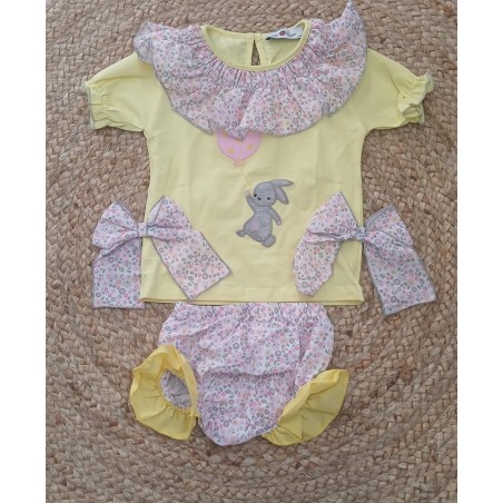 Conjunto niña conejo con globo