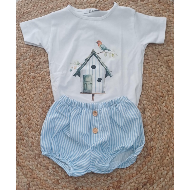 Conjunto niño casita pajaro