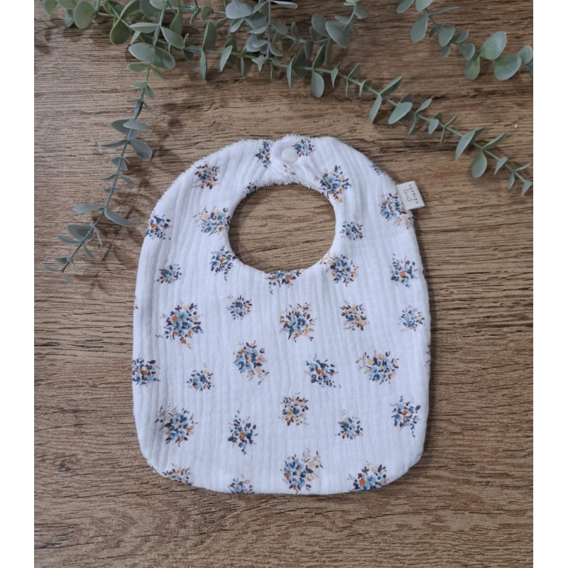 Babero Bambula Flores azules