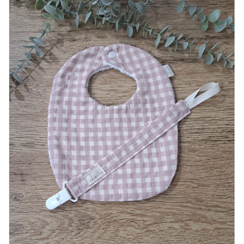 Pack Babero y Chupetero vichy rosa