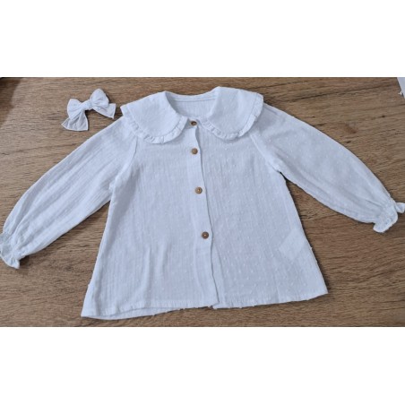 Camisa baberola manga larga bambula y plumeti