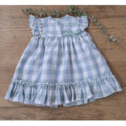Vestido cuadros verde y celeste