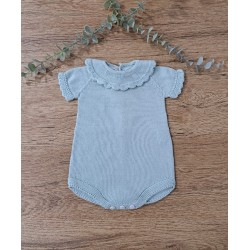 Pelele de punto cuello volante, mangas cortas 100% algodón