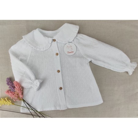 Camisa baberola manga larga bambula y plumeti