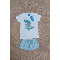 Conjunto baño niño cocodrilo flota