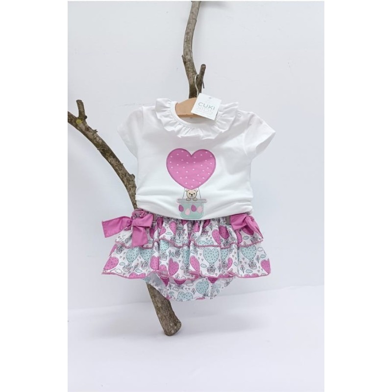 Conjunto Bba globo corazón niña