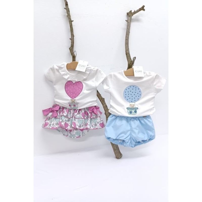 Conjunto Bba globo corazón niña