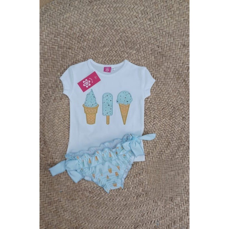 Conjunto baño niña helados menta